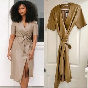 NWT Margot Vegan Leather Wrap Dress - Large